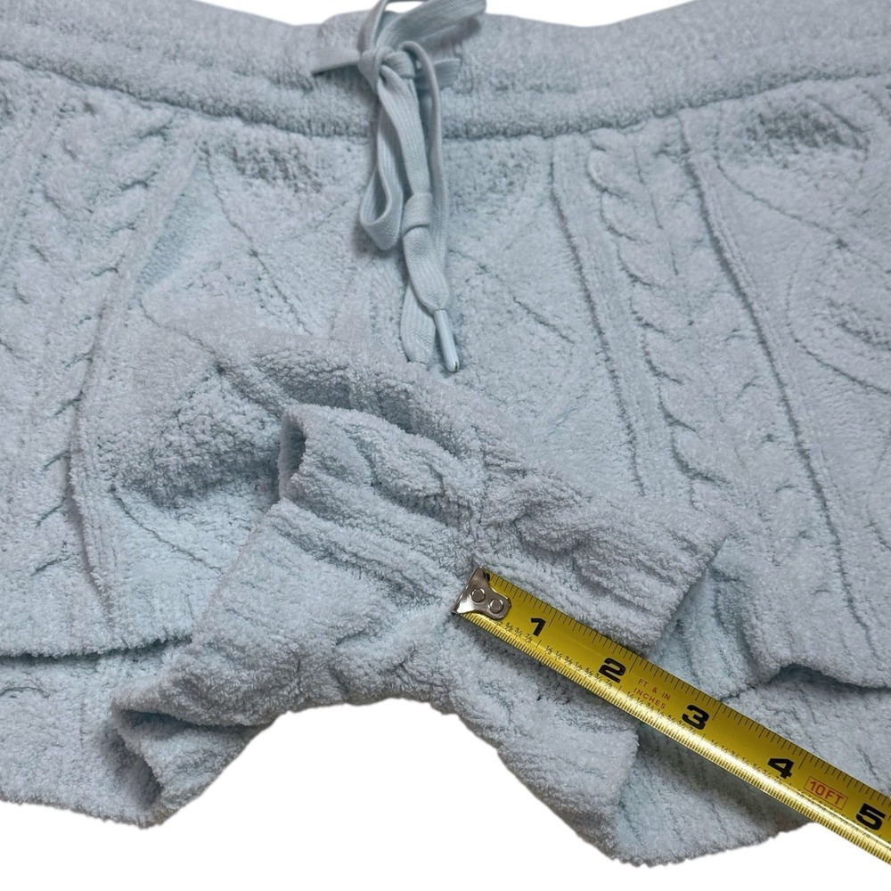 PJ Salvage Light Blue Cable Knit V-Neck Sweater & Shorts Lounge Set - Picture 13 of 13